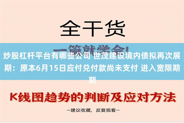 炒股杠杆平台有哪些公司 世茂建设境内债拟再次展期：原本6月15日应付兑付款尚未支付 进入宽限期